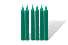 Load image into Gallery viewer, Pack of twelve Green luck altar / spell candles
