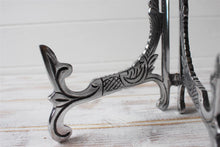 Load image into Gallery viewer, Vintage Aluminium Large Silver Ornate Plate Stand Photo Display