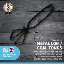 Load image into Gallery viewer, Metal Log Coal Tongs | Fireside | Fireplace | Chimenea | Firepit | Pizza Oven | Indoor Fire | Outdoor Fire | Coal Poker | Coal Tong | Log Burner | Log Tongues |Fireplace tongs