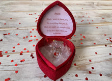 Load image into Gallery viewer, Glass bear in love heart shaped box for a much loved mum thank you Mum