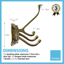 Load image into Gallery viewer, Four-way Folding Coat Hook | Polished brass finish | | Wall mounted for bathroom kitchen bedroom | Captains hook