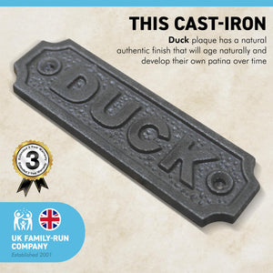 Cast Iron Antique Style DUCK PLAQUE SIGN | 10cm (L) x 3cm (H) | CAST IRON LOW BEAM DUCK SIGN