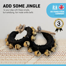 Load image into Gallery viewer, Pair of Classical Indian Ghungroos | Ankle bracelets | Black padded strap | Bhangra Kathak Dances | Anklets | Wedding Favours | Bollywood anklet | Ankle Foot Bracelet | Musical accessory