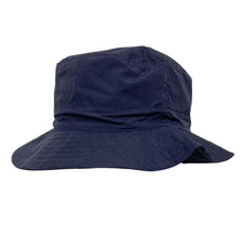Load image into Gallery viewer, NAVY BLUE 58CM SHOWERPROOF BRIMMED TRILBY BUCKET STYLE HAT | Water-Repellent Bucket style Hat | 100% cotton | lightweight and breathable |foldable | Elasticated toggle for adjustable size