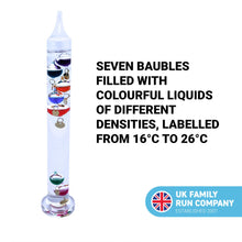 Load image into Gallery viewer, 30cm tall Free standing galileo thermometer
