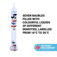 Load image into Gallery viewer, 30cm tall Free standing galileo thermometer