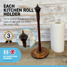 Load image into Gallery viewer, Wooden Recycled Bobbin and Distaff KITCHEN ROLL HOLDER |  Upcycled from Genuine Bobbins  and distaff