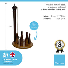 Load image into Gallery viewer, Handcrafted Bar skittles game Upcycled from antique spinning bobbins |wooden bowling set | Pub skittles set | table top skittles | Devil amongst the tailors | Indoor skittles