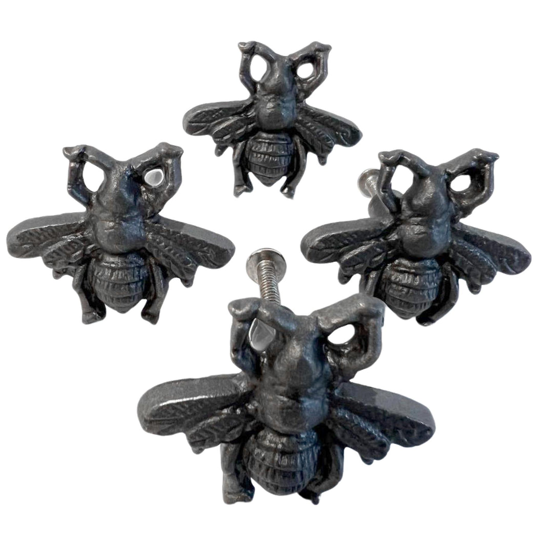 Pack of 4 CAST IRON CUTE FLYING BUG INSECT SHAPED DRAWER KNOBS for Kitchen cupboards | Cast Iron Antique style finish | Vintage charm meets modern functionality | 4.5cm wide x 2cm depth