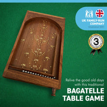 Load image into Gallery viewer, Vintage style tabletop wooden pinball game | Bagatelle | 34cm x 20cm | Spring plunger | Brass pins and steel balls | Shesham Rose wood board