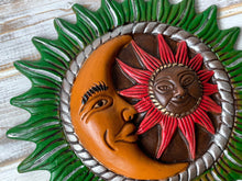 Load image into Gallery viewer, Mexican Barro Style Large Sun and Moon Plaque
