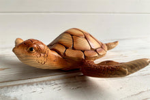 Load image into Gallery viewer, Nautical Gift Wood Effect Turtle 18cm
