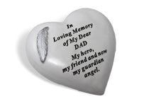 Load image into Gallery viewer, Heart Shaped Free Standing Dad Memorial Verse Feather