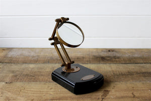 Antique Brass Adjustable Magnifying Glass Vintage Nautical Table Decor