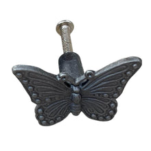 Load image into Gallery viewer, CAST IRON BUTTERFLY SHAPED DRAWER KNOB for Kitchen cupboards | Cast Iron Antique style finish | Vintage charm meets modern functionality | 5cm wide x 2cm depth | Draw cabinet pull knob.