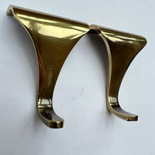 Load image into Gallery viewer, Set of 2 POLISHED BRASS PICTURE RAIL HOOK 2 Inches / 50mm | Victorian Fittings | Victorian House | Picture Hook | Dado picture rail | picture rail hangers | picture hook no nails