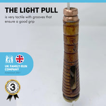 Load image into Gallery viewer, ANTIQUE BOBBIN LIGHT PULL | upcycled from Genuine Antique Bobbins  | piece of HISTORY for your bathroom
