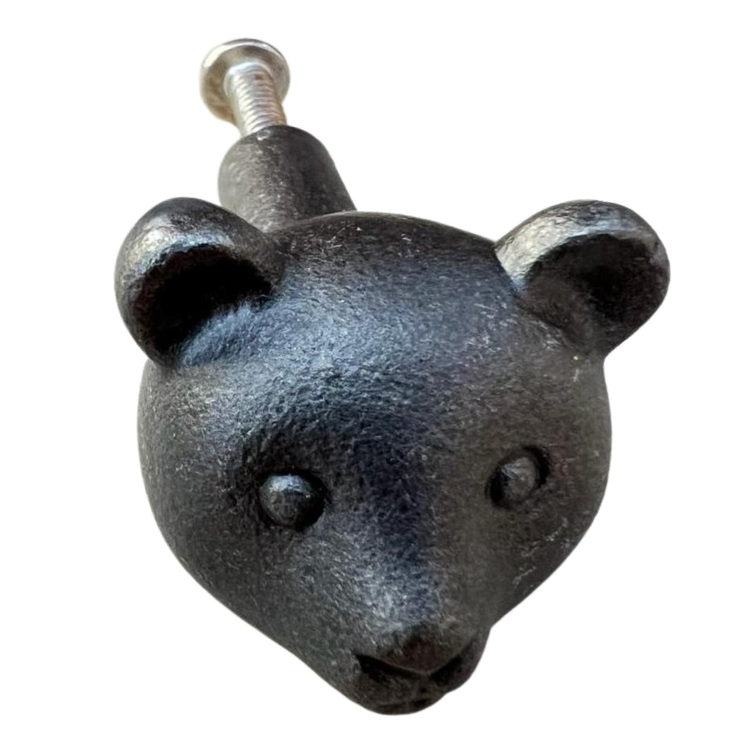 CAST IRON BEAR FACE DRAWER KNOB for Kitchen cupboards | Cast Iron Antique style finish | Vintage charm meets modern functionality | 3cm wide x 2cm depth