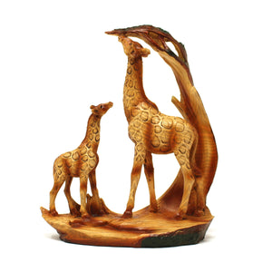 Eye catching free standing graceful giraffe and calf decorative ornament