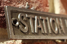 Load image into Gallery viewer, Cast Iron antique style Station Master Door Wall Train Plaque