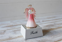 Load image into Gallery viewer, Crystal Glass Gold Gilded Faith Light Up Pink Angel Ornament