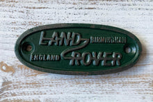 Load image into Gallery viewer, Cast Iron antique style Land Rover Green Oval Door Wall Plaque
