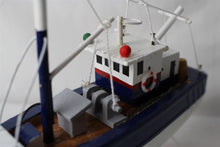 Load image into Gallery viewer, Wooden model Navy White and Red Hull fishing boat with realistic fishing finishing touches Ornament