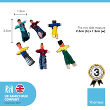 Load image into Gallery viewer, Set of 5 Mini-Guatemalan handmade Worry Dolls with a colourful crafted storage bag | Worry Dolls for Girls | Worry Dolls For Boys | Anxiety Dolls | Worry Doll | Guatamalan Doll