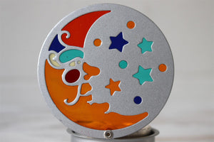Silver Moon Star Multi Colour Glass Candle Holder