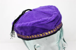 Purple Tibetan Trim Smoking lounge Cap with Tassel Large