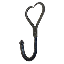 Load image into Gallery viewer, CAST IRON LOVE HEART HOOK | 12cm (H) x 6cm (W) | Decorative wall mounted entryway hall hook for hanging | Kitchen Bedroom Bathroom Coat Pegs Hooks
