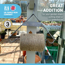 Load image into Gallery viewer, Cast iron hanging jute string dispenser garden accessory | Garden accessory | Potting shed |Craft accessory | garden twine holder | ribbon holder