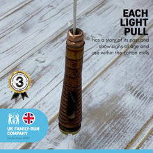 Load image into Gallery viewer, ANTIQUE BOBBIN LIGHT PULL | upcycled from Genuine Antique Bobbins  | piece of HISTORY for your bathroom