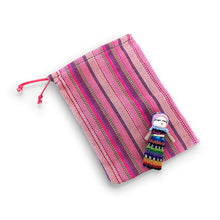 Load image into Gallery viewer, Guatemalan handmade Worry Doll with a colourful crafted storage bag