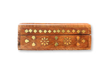 Load image into Gallery viewer, Leaf Pattern Brass Solid Wood Treasure Chest Trinket Box