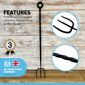 52cm long Enamelled Fireside Toasting Fork | Made from premium quality heavy Cast Iron with a black finish | Toasting fork for log burners | Toasting fork for open fires | 20 inches long