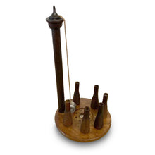 Load image into Gallery viewer, Handcrafted Bar skittles game Upcycled from antique spinning bobbins |wooden bowling set | Pub skittles set | table top skittles | Devil amongst the tailors | Indoor skittles