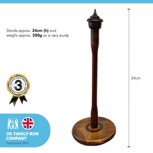 Load image into Gallery viewer, Wooden Recycled Bobbin and Distaff KITCHEN ROLL HOLDER |  Upcycled from Genuine Bobbins  and distaff