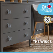Load image into Gallery viewer, 2 x CAST IRON BUTTERFLY SHAPED DRAWER KNOBS for Kitchen cupboards | Cast Iron Antique style finish | Vintage charm meets modern functionality | 5cm wide x 2cm depth | Draw cabinet pull knob.