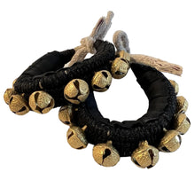 Load image into Gallery viewer, Pair of Classical Indian Ghungroos | Ankle bracelets | Black padded strap | Bhangra Kathak Dances | Anklets | Wedding Favours | Bollywood anklet | Ankle Foot Bracelet | Musical accessory