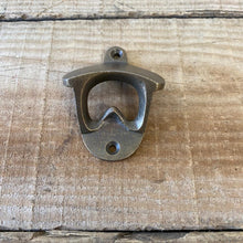 Load image into Gallery viewer, Cast Iron Retro Wall Mounted Bottle Opener - Antique Brass Finish
