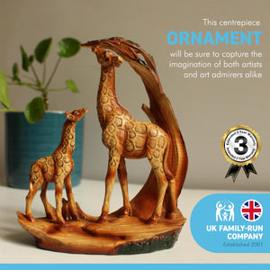 Eye catching free standing graceful giraffe and calf decorative ornament