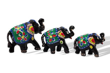 Load image into Gallery viewer, Set of 3 Free standing Elephants Brown Hand painted Ornaments
