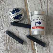 Load image into Gallery viewer, Pack of 6 J Herbin Writing Ink Cartridges - Bleu Des Profondeurs (Blue of the Depths)