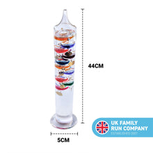 Load image into Gallery viewer, Large 44cm tall Free standing Galileo thermometer in Gift packaging