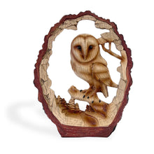 Load image into Gallery viewer, Eye catching Free Standing GRACEFUL OWL ON A LOG decorative ORNAMENT