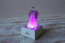 Load image into Gallery viewer, Crystal Glass Gold Gilded Joy Light Up Pink Angel Ornament