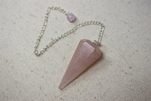 Load image into Gallery viewer, Rose Quartz Ritual Therapy Dowsing Pendulum With Chain