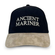 Load image into Gallery viewer, Adjustable size ANCIENT MARINER BLACK BASEBALL CAP | yachting cap | sailors cap | 100% cotton twill material | low profile front contrast peak | six panel hat