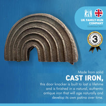 Load image into Gallery viewer, Cast Iron RAINBOW DOOR KNOCKER | Rainbow | Knocker| Rustic Knocker | Front Door fittings | Door Knocker | 6cm (H) x 10cm (W)